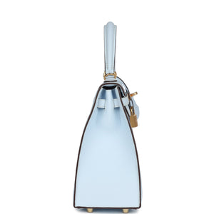 Hermes Kelly Sellier 25 Bleu Brume Epsom Gold Hardware