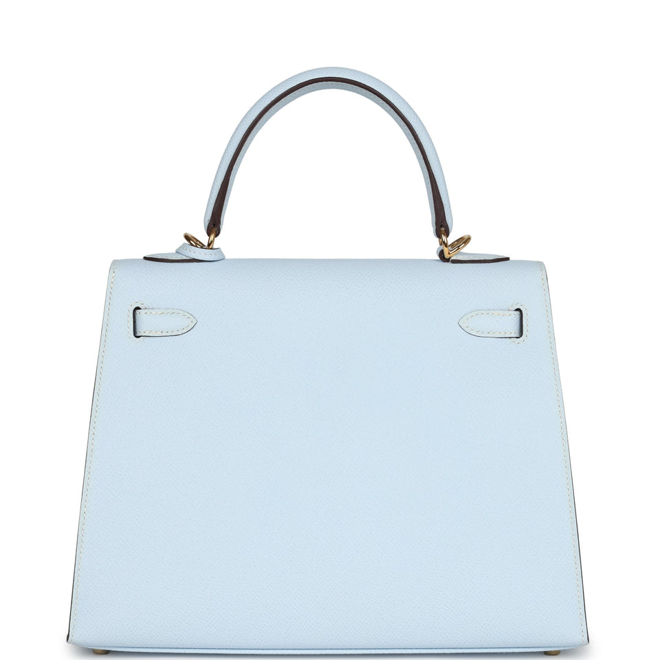 Hermes Kelly Sellier 25 Bleu Brume Epsom Gold Hardware