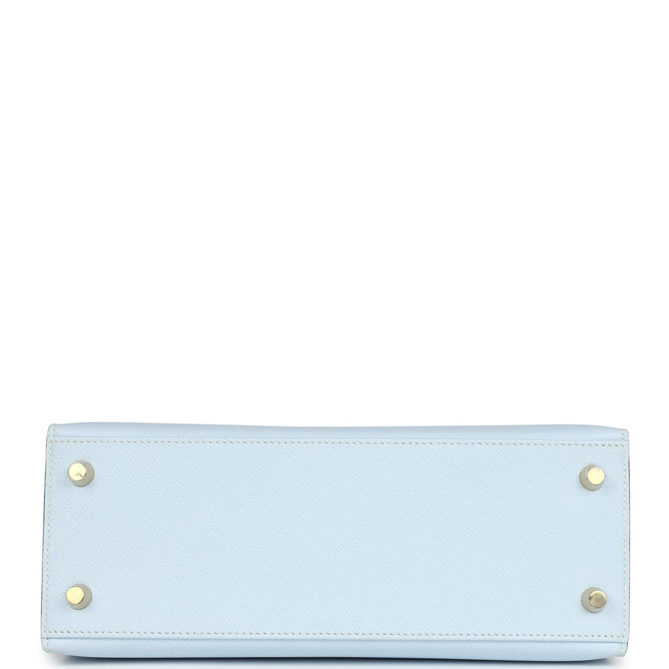 Hermes Kelly Sellier 25 Bleu Brume Epsom Gold Hardware