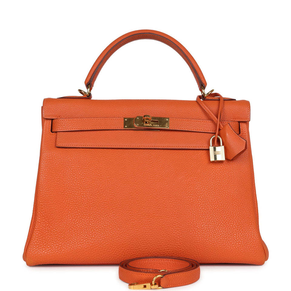 Hermes Kelly Retourne 32 Orange Togo Gold Hardware