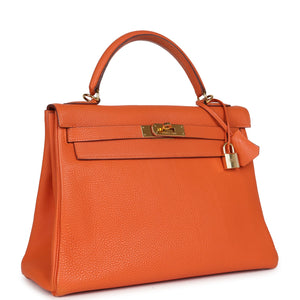 Hermes Kelly Retourne 32 Orange Togo Gold Hardware