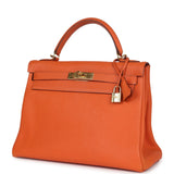Hermes Kelly Retourne 32 Orange Togo Gold Hardware