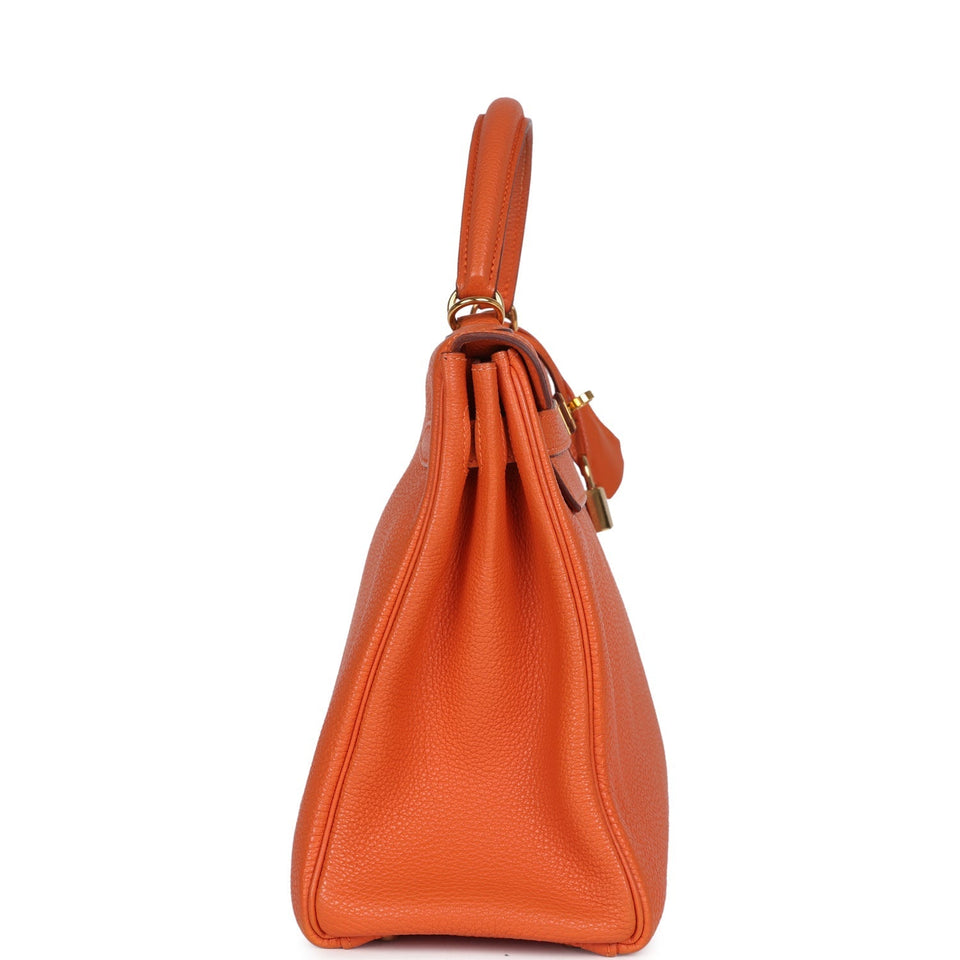 Hermes Kelly Retourne 32 Orange Togo Gold Hardware