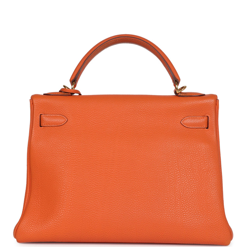 Hermes Kelly Retourne 32 Orange Togo Gold Hardware