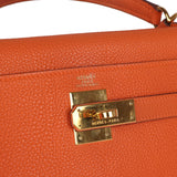 Hermes Kelly Retourne 32 Orange Togo Gold Hardware