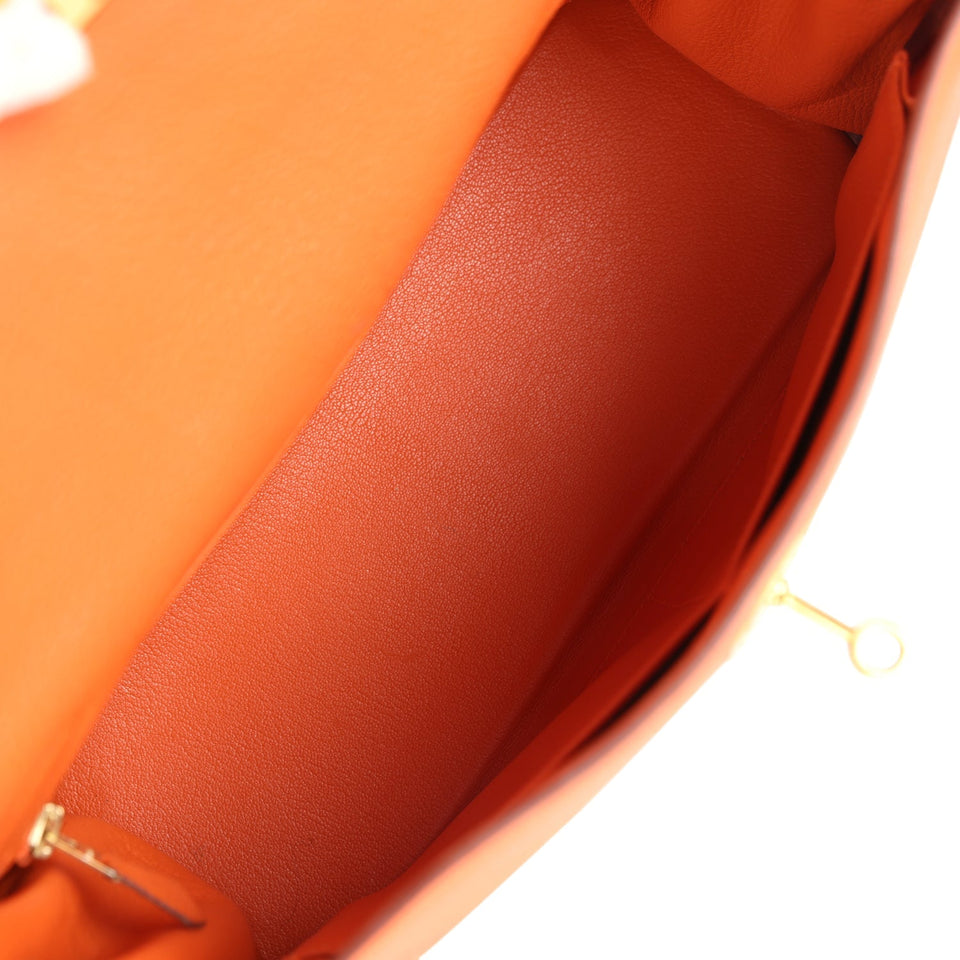 Hermes Kelly Retourne 32 Orange Togo Gold Hardware