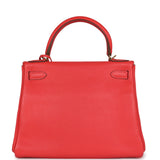 Hermes Kelly Retourne 28 Rose Jaipur Clemence Gold Hardware