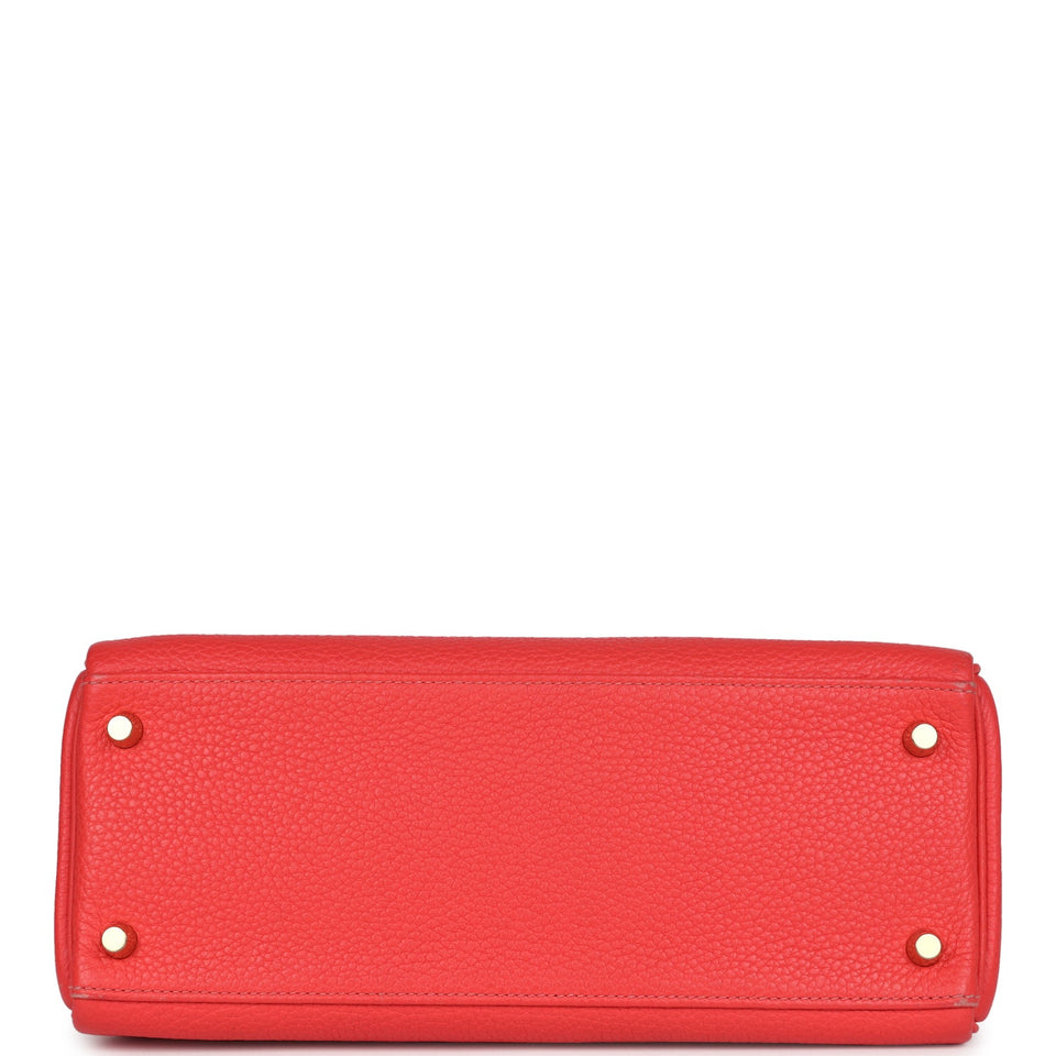 Hermes Kelly Retourne 28 Rose Jaipur Clemence Gold Hardware