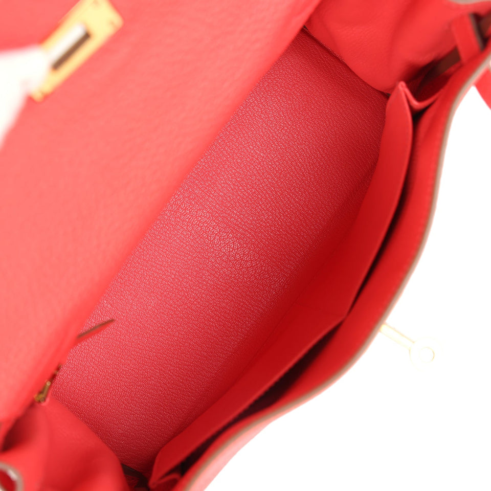 Hermes Kelly Retourne 28 Rose Jaipur Clemence Gold Hardware