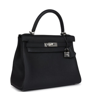 Hermes Kelly Retourne 28 Black Togo Palladium Hardware