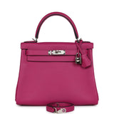 Hermes Kelly Retourne 28 Rose Poupre Evercolor Palladium Hardware