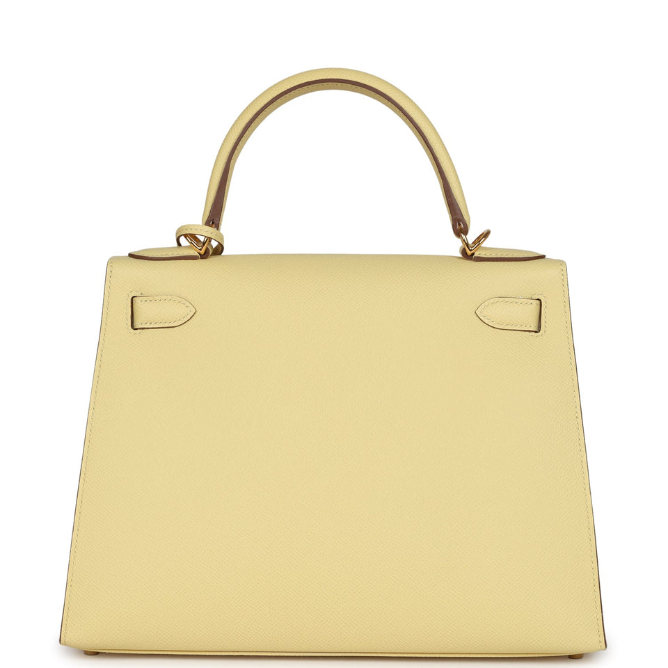 Hermes Kelly Sellier 28 Jaune Poussin Epsom Gold Hardware