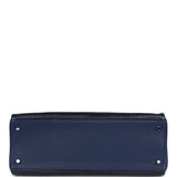 Hermes Kelly Retourne 35 Bleu Indigo Matte Alligator and Bleu Saphir Swift and Clemence Palladium Hardware