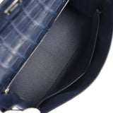 Hermes Kelly Retourne 35 Bleu Indigo Matte Alligator and Bleu Saphir Swift and Clemence Palladium Hardware