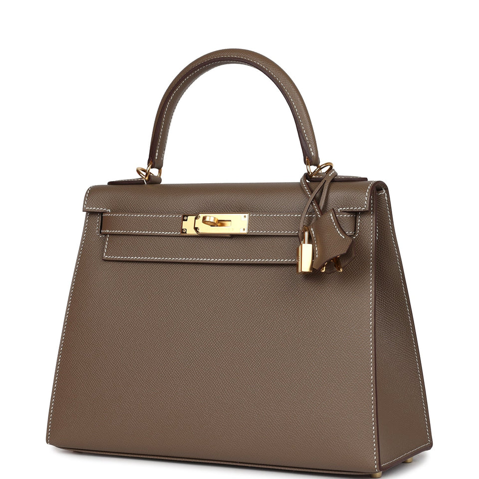 Hermes Kelly Sellier 28 Etoupe Epsom Gold Hardware