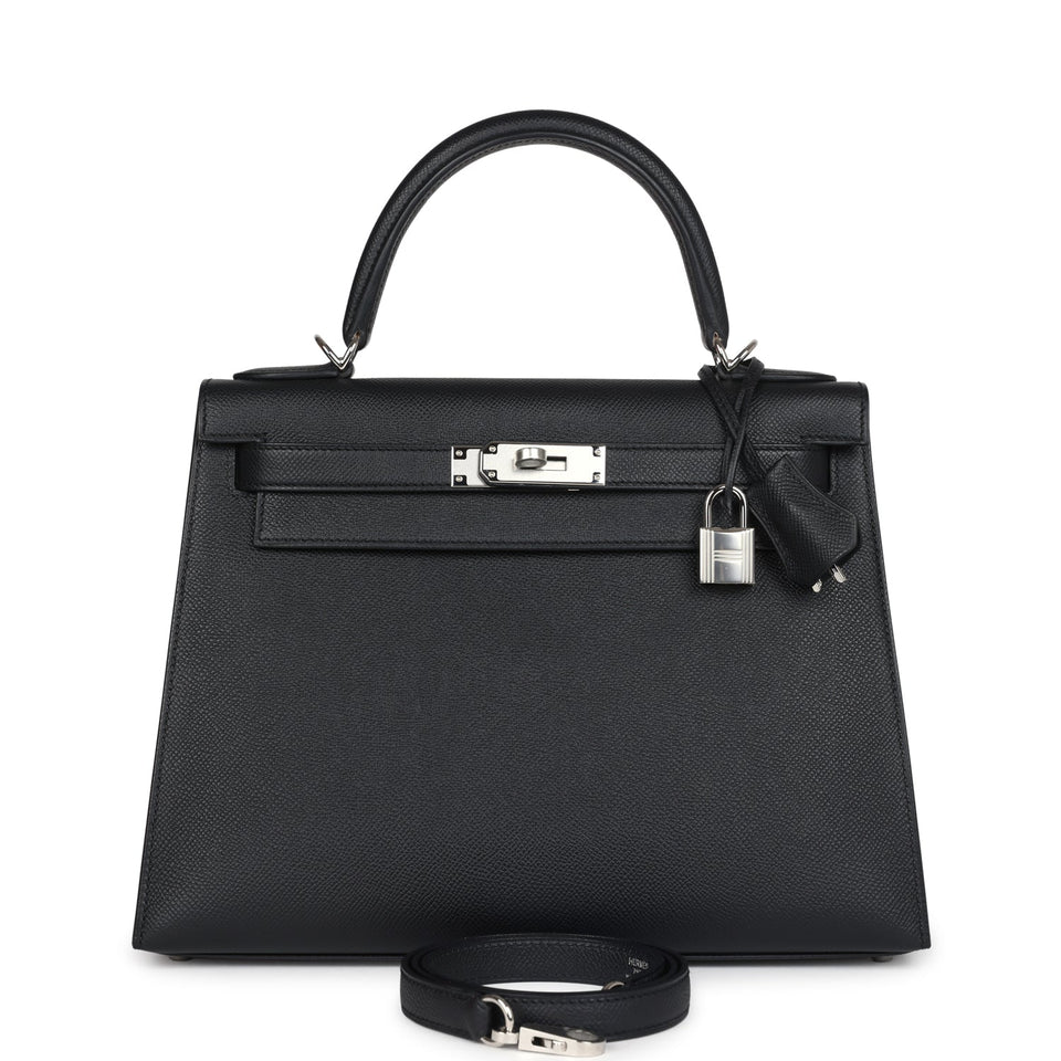 Hermes Kelly Sellier 28 Black Epsom Palladium Hardware