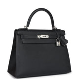 Hermes Kelly Sellier 28 Black Epsom Palladium Hardware