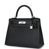 Hermes Kelly Sellier 28 Black Epsom Palladium Hardware