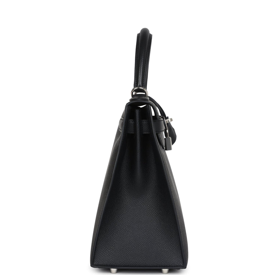 Hermes Kelly Sellier 28 Black Epsom Palladium Hardware