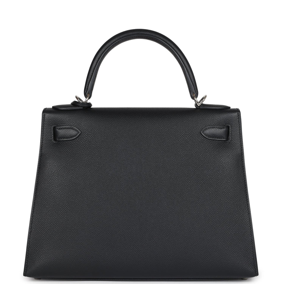 Hermes Kelly Sellier 28 Black Epsom Palladium Hardware