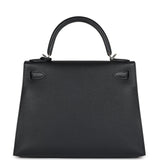 Hermes Kelly Sellier 28 Black Epsom Palladium Hardware