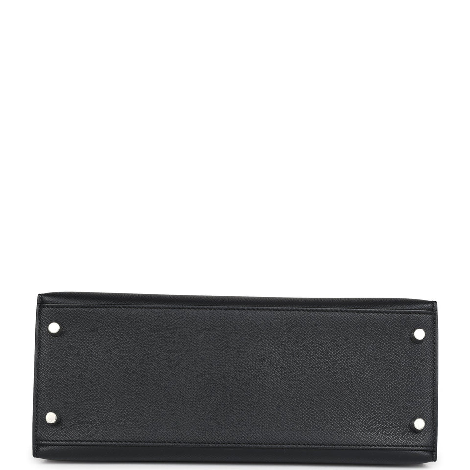 Hermes Kelly Sellier 28 Black Epsom Palladium Hardware