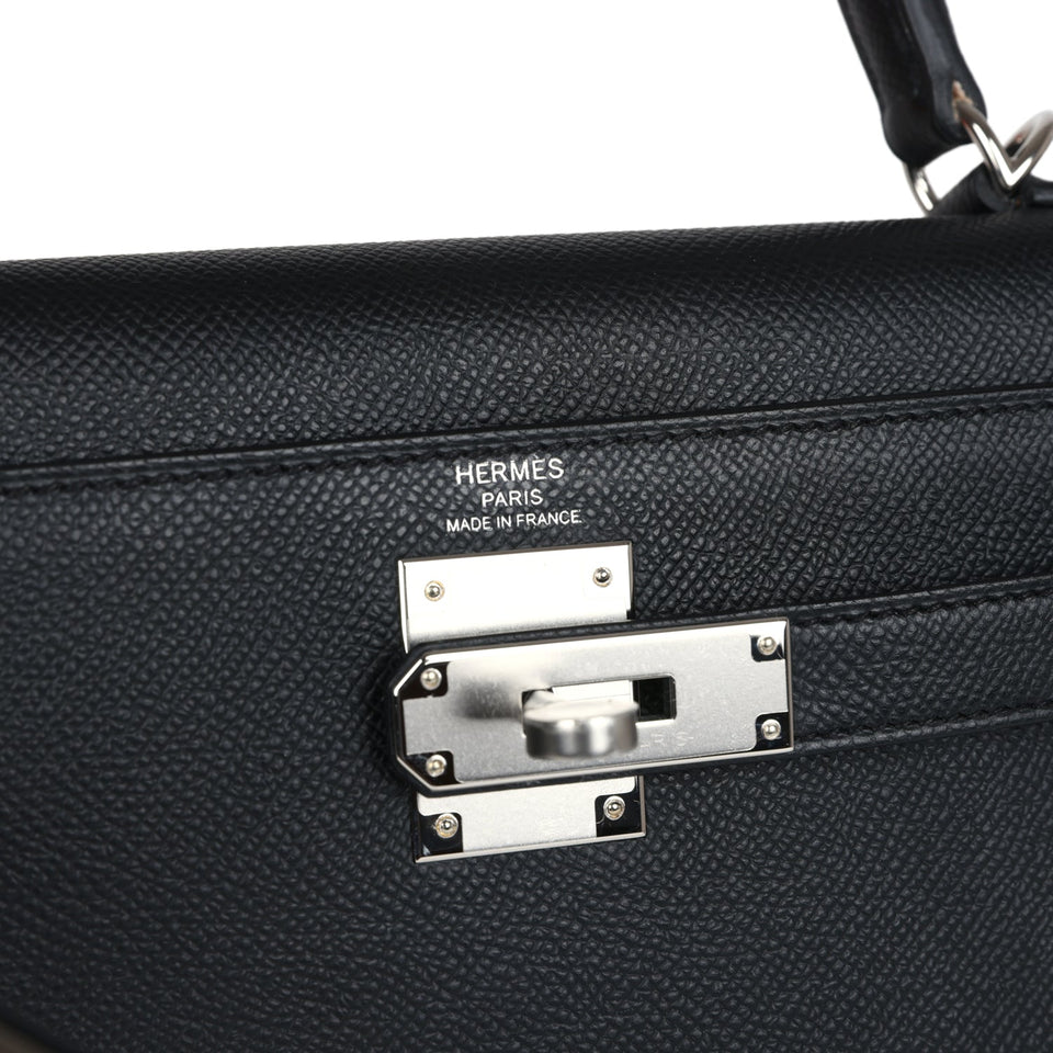 Hermes Kelly Sellier 28 Black Epsom Palladium Hardware