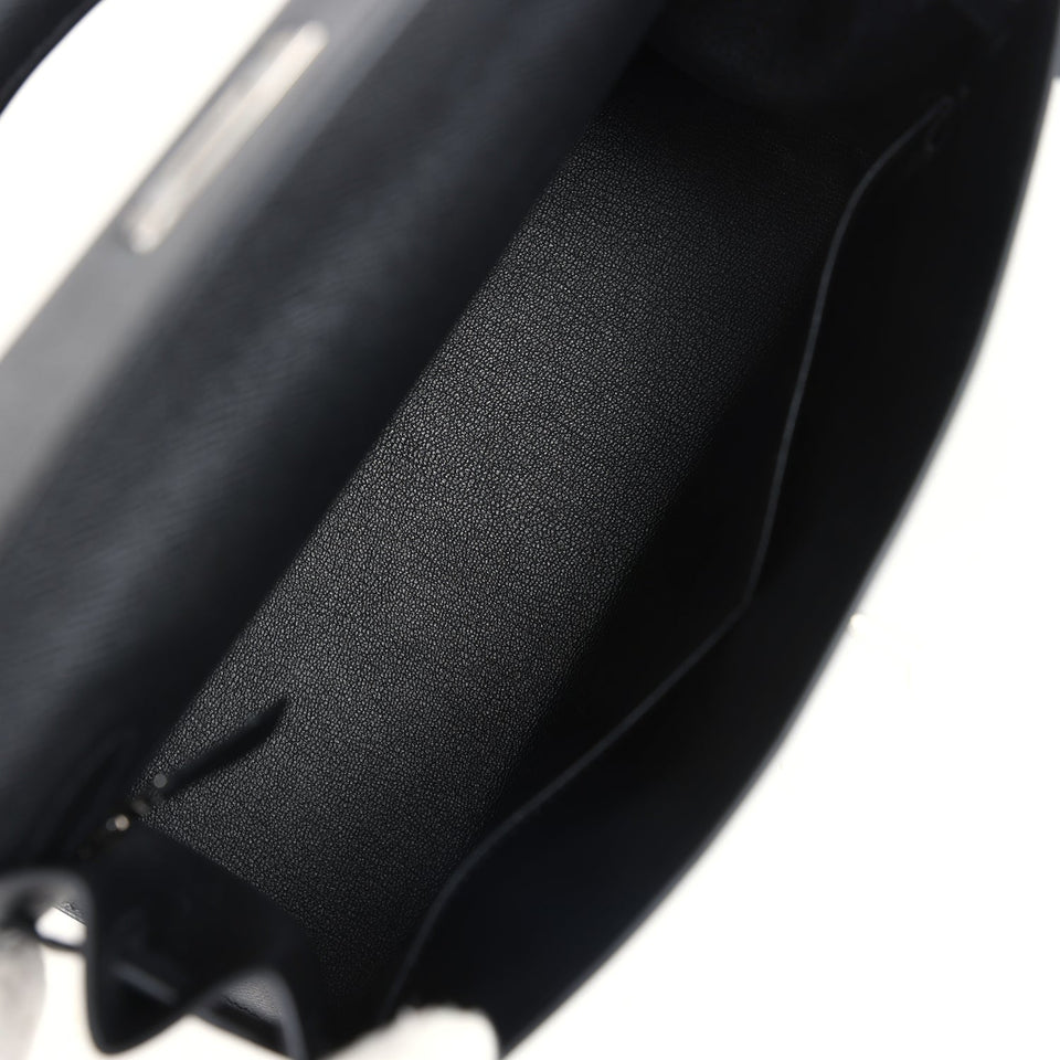 Hermes Kelly Sellier 28 Black Epsom Palladium Hardware