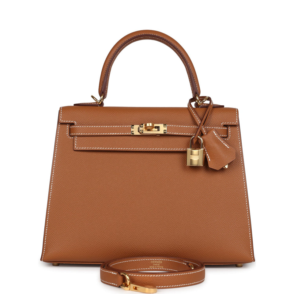 Hermes Kelly Sellier 25 Gold Epsom Gold Hardware