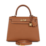 Hermes Kelly Sellier 25 Gold Epsom Gold Hardware