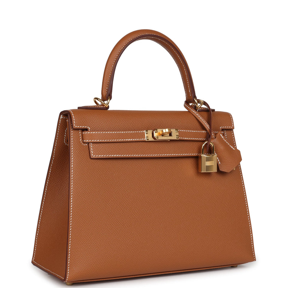 Hermes Kelly Sellier 25 Gold Epsom Gold Hardware