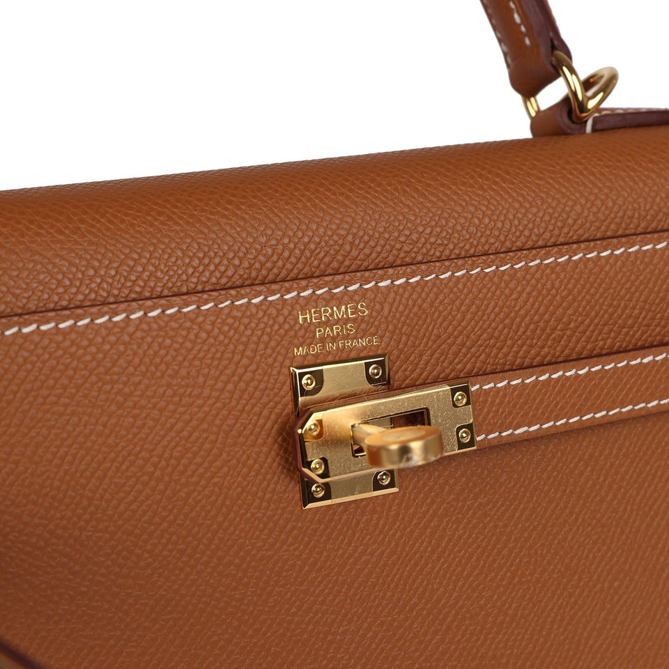 Hermes Kelly Sellier 25 Gold Epsom Gold Hardware
