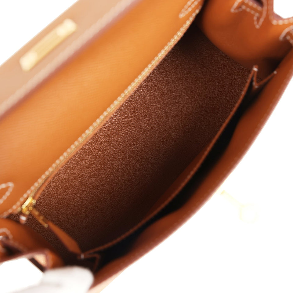 Hermes Kelly Sellier 25 Gold Epsom Gold Hardware