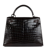 Hermes Kelly Sellier 28 Cocoan Shiny Niloticus Crocodile Palladium Hardware