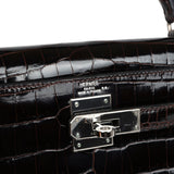 Hermes Kelly Sellier 28 Cocoan Shiny Niloticus Crocodile Palladium Hardware