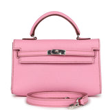 Hermes Micro Kelly 15 Bubblegum Epsom Palladium Hardware