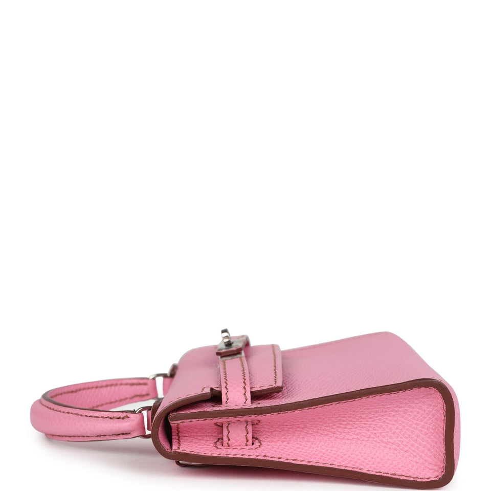 Hermes Micro Kelly 15 Bubblegum Epsom Palladium Hardware