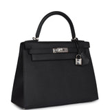 Hermes Kelly Sellier 28 Black Epsom Palladium Hardware