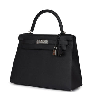 Hermes Kelly Sellier 28 Black Epsom Palladium Hardware