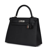 Hermes Kelly Sellier 28 Black Epsom Palladium Hardware