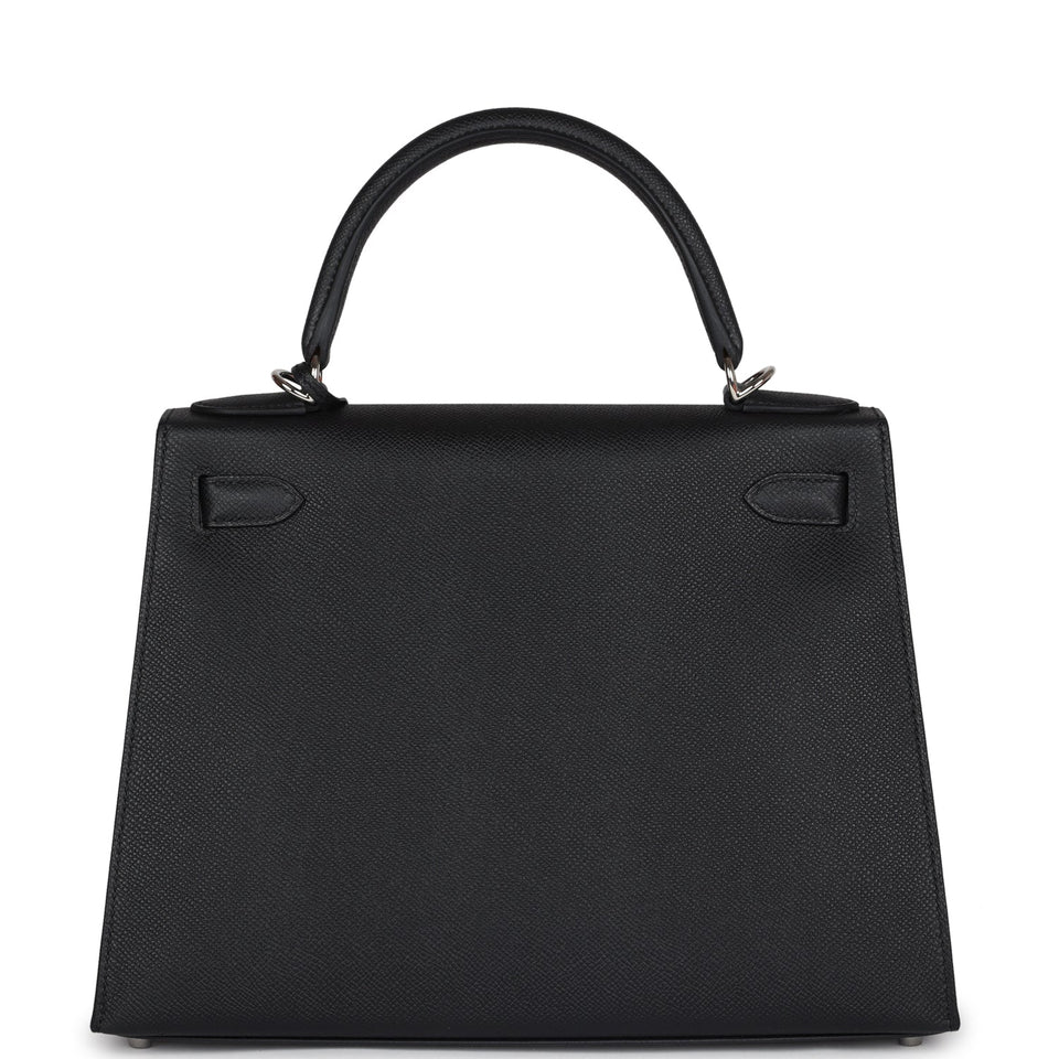 Hermes Kelly Sellier 28 Black Epsom Palladium Hardware