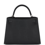 Hermes Kelly Sellier 28 Black Epsom Palladium Hardware