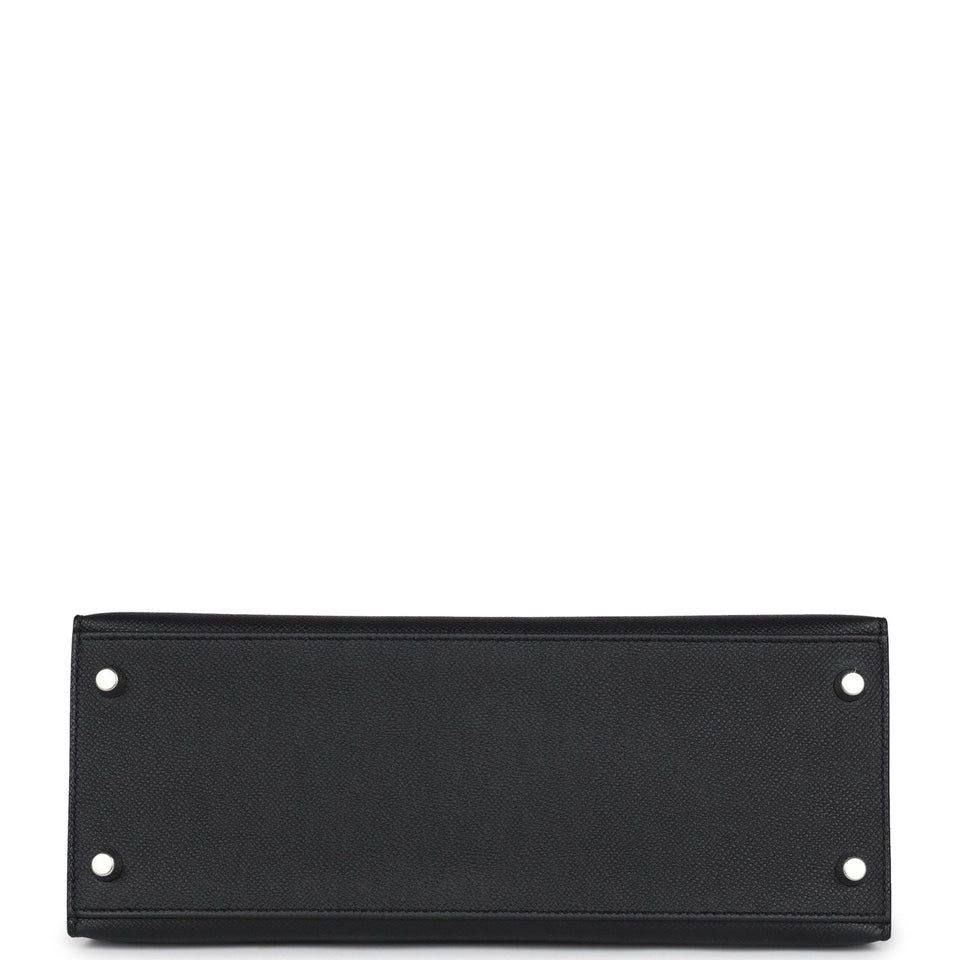 Hermes Kelly Sellier 28 Black Epsom Palladium Hardware