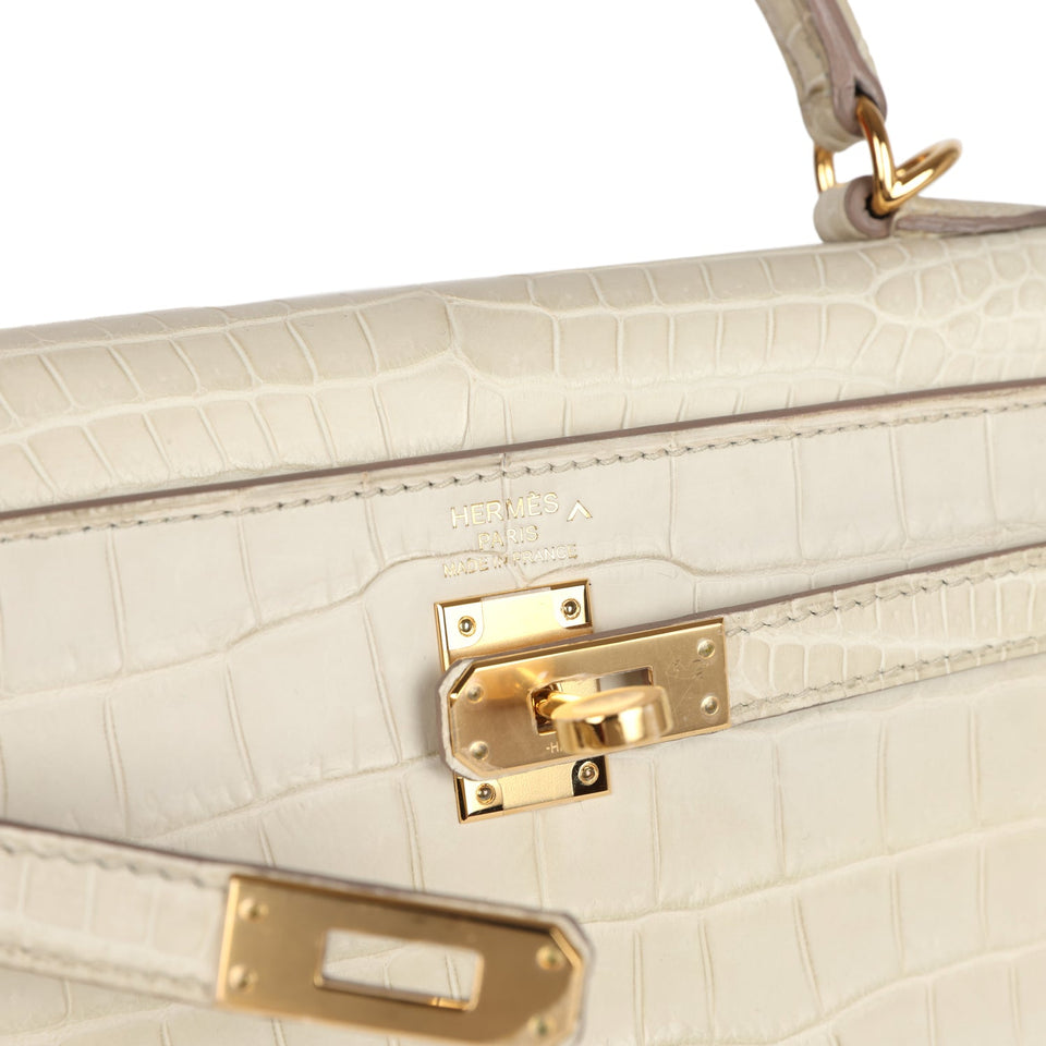 Hermes Kelly Retourne 25 Beton Matte Alligator Gold Hardware