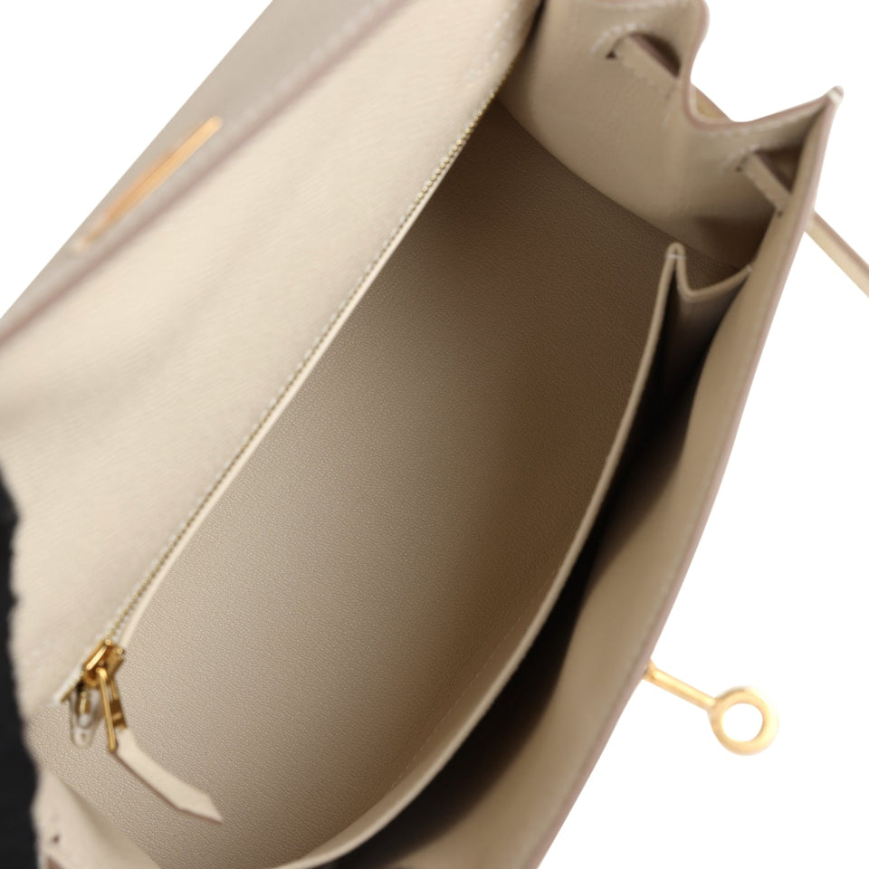 Hermes Kelly Sellier 25 Craie Epsom Gold Hardware