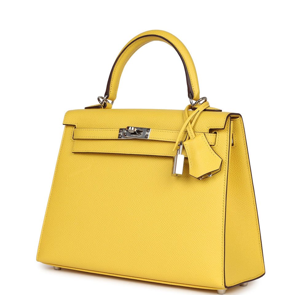 Hermes Kelly Sellier 25 Jaune De Naples Epsom Palladium Hardware