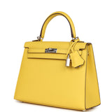 Hermes Kelly Sellier 25 Jaune De Naples Epsom Palladium Hardware