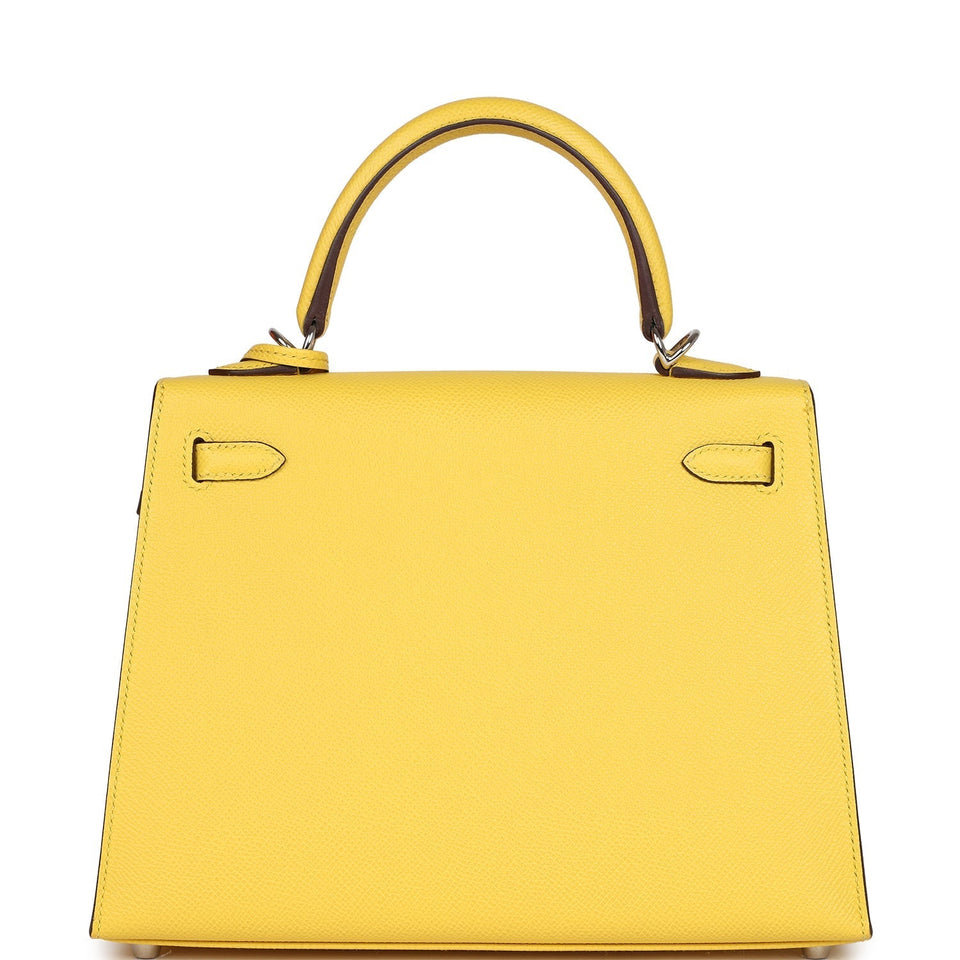 Hermes Kelly Sellier 25 Jaune De Naples Epsom Palladium Hardware