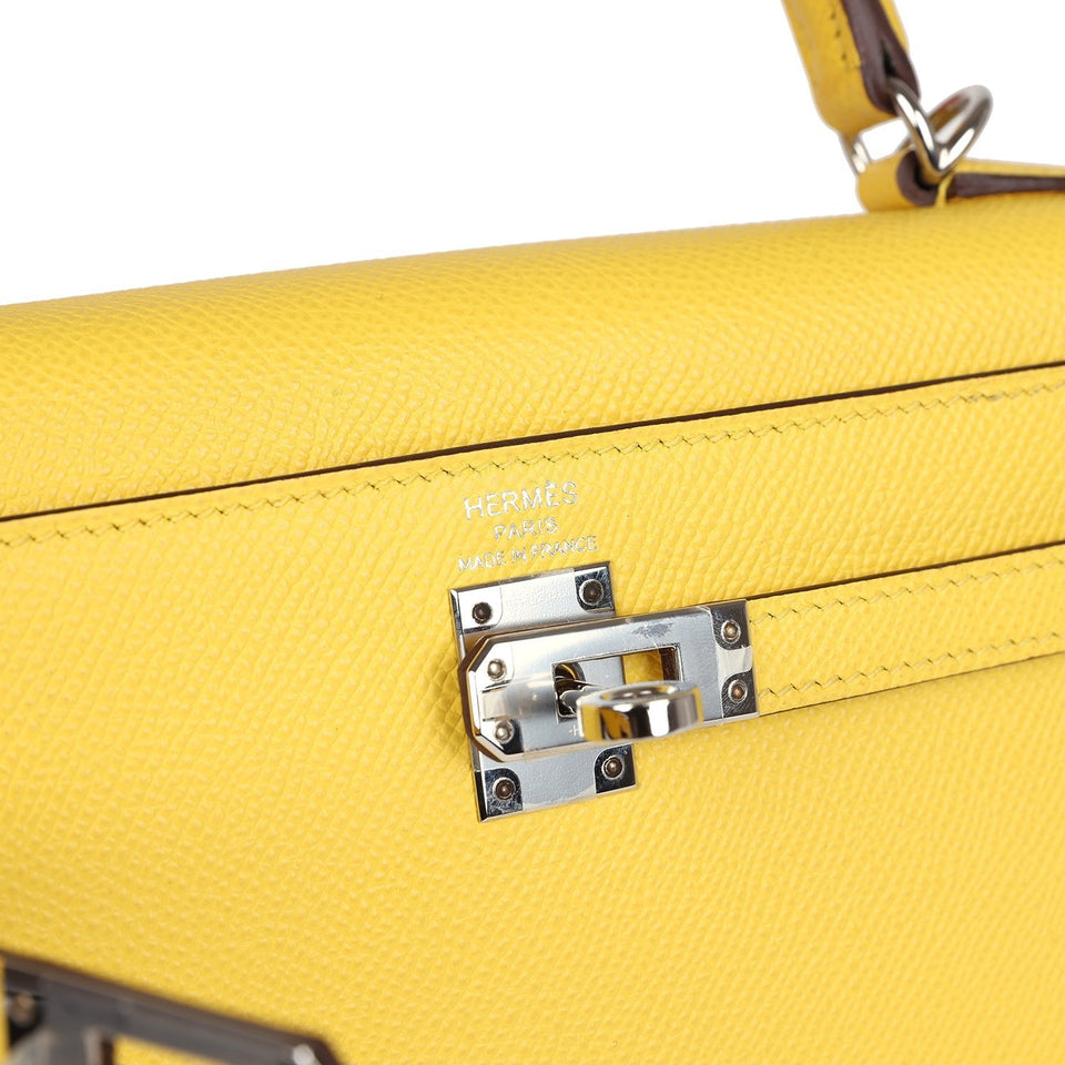 Hermes Kelly Sellier 25 Jaune De Naples Epsom Palladium Hardware