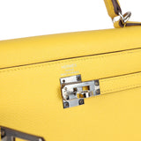 Hermes Kelly Sellier 25 Jaune De Naples Epsom Palladium Hardware